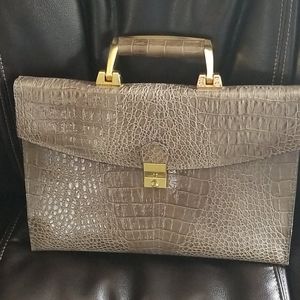 Vivace Grey/Green leather briefcase/purse